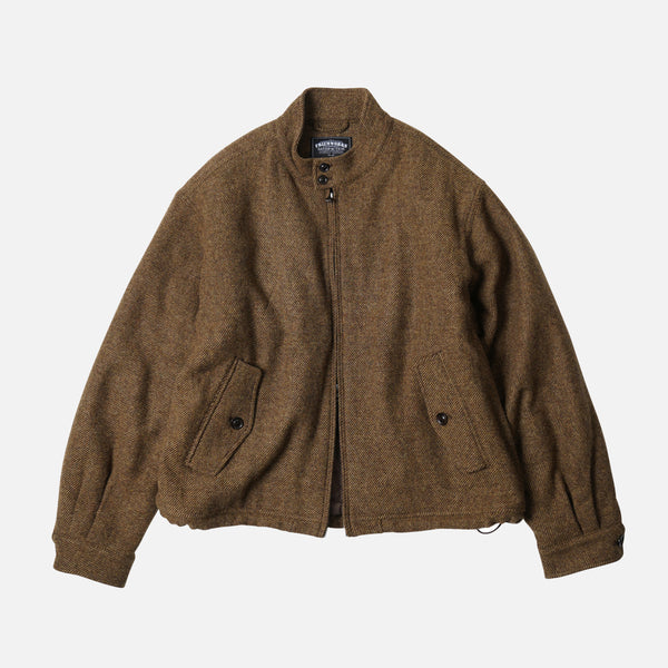 WOOL HARRINGTON JACKET - BROWN