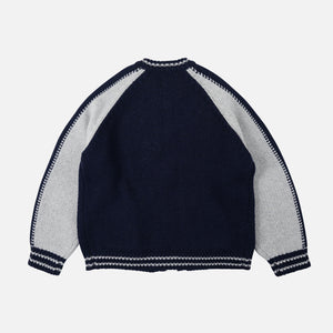Frizmworks - WOOL VARSITY CARDIGAN - NAVY/GREY -  - Alternative View 1