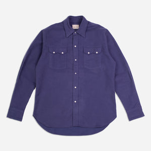 Wythe - MOLESKIN PEARLSNAP SHIRT - FADED NAVY -  - Main Front View