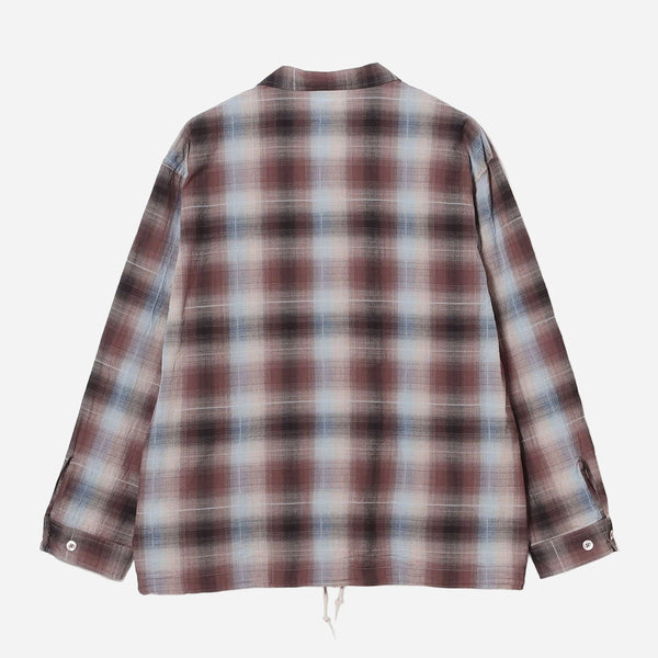 BENSON DOBBY CHECKED OMBRE SHIRT - BROWN