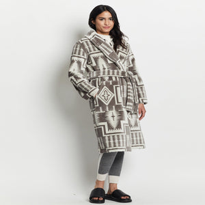 Pendleton - Women's Cotton Terry Velour Robe - Harding Grey - Pendleton Women's Cotton Terry Velour Robe - Harding Grey - Main Front View