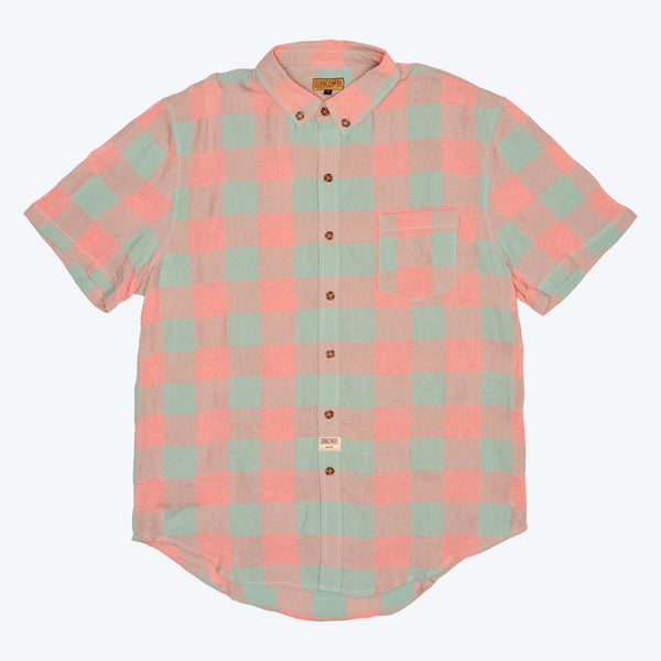 Milton S/S Linen Shirt - Pink / Aqua