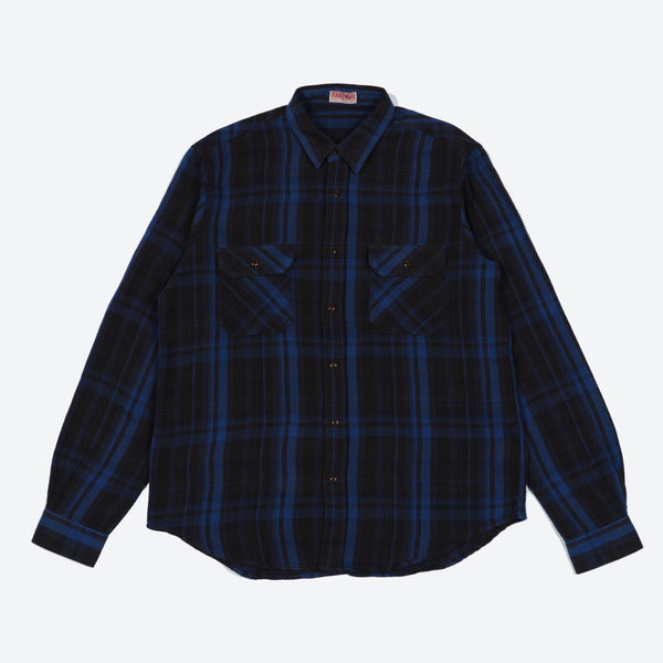 Dubbleware Made in Italy Milton Flannel Shirt - Blue / Brown