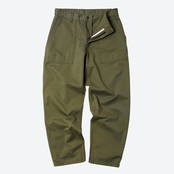 CHINO WIDE FATIGUE PANTS - OLIVE