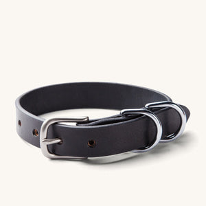 Tanner Goods - Classic Canine Collar - Black / Steel -  - Main Front View