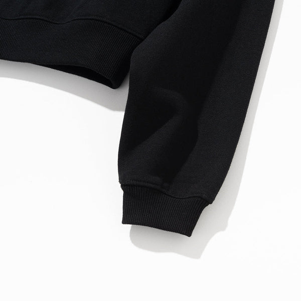 Women's Half Zip Up Sweatshirt - Black